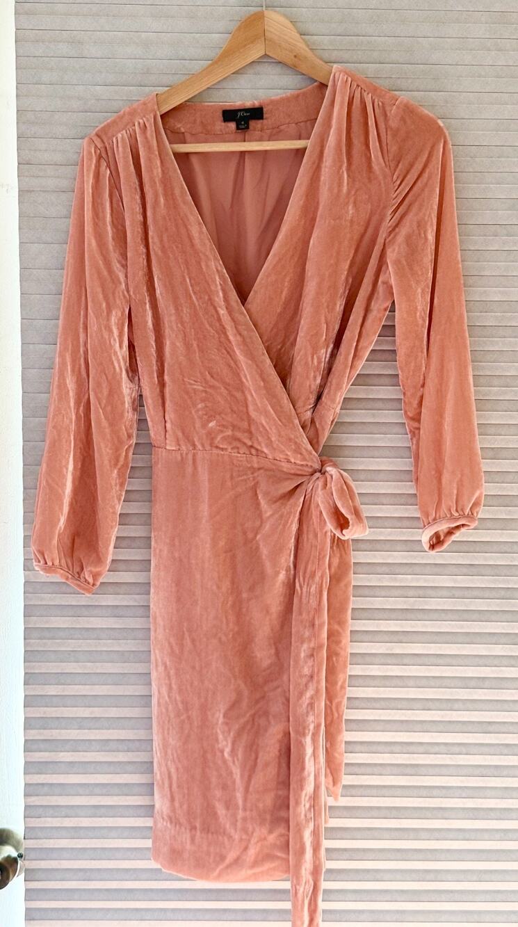 J. Crew Dusty Pink Velvet Wrap Dress Size 4